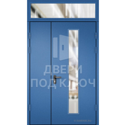 Остекленная дверь с фрамугой порошок-МДФ ДПК-14869